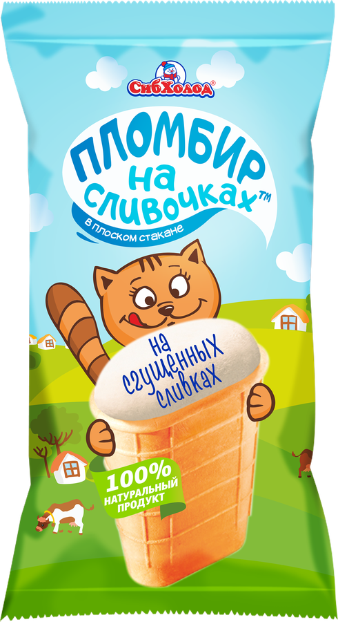 

Мороженое Пломбир на сливочках Ванильный 12%, без змж, плоский вафельный стаканчик 80 г