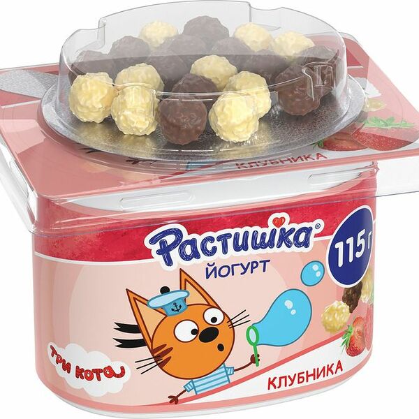 Йогурт Данон Растишка клубника шоколадное драже 3% Россия