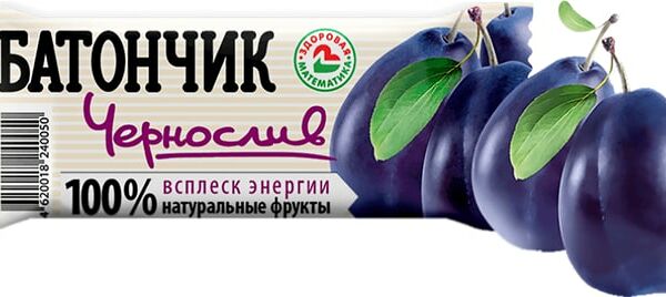 Батончик фруктовый Здоровая математика чернослив 30г