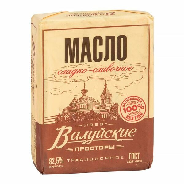 Масло сливочное Валуйские просторы Традиционное несолёное 82.5%, 180г