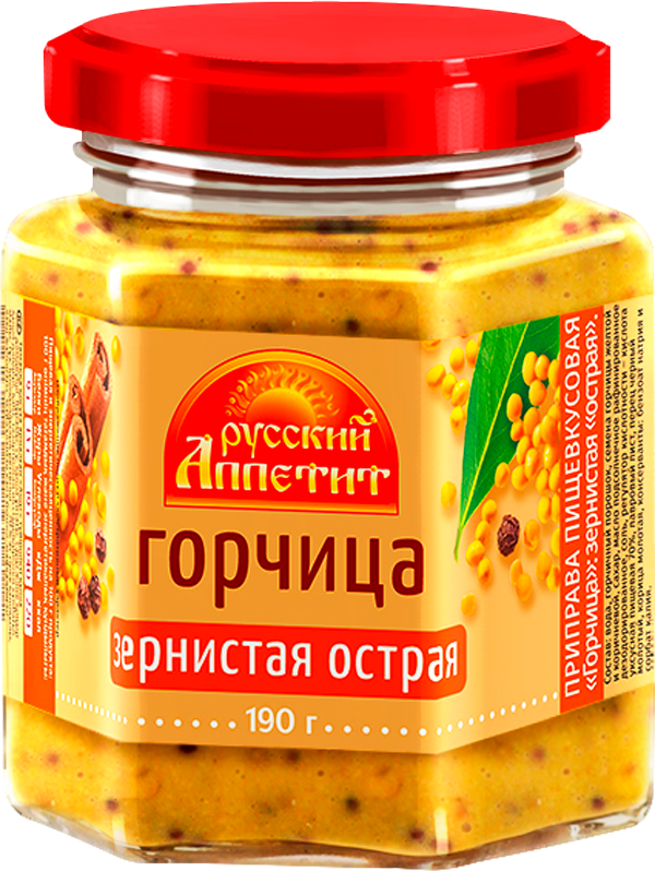 

Горчица Русский аппетит зернистая острая, 190 г
