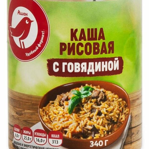 Каша АШАН Красная птица рисовая с говядиной