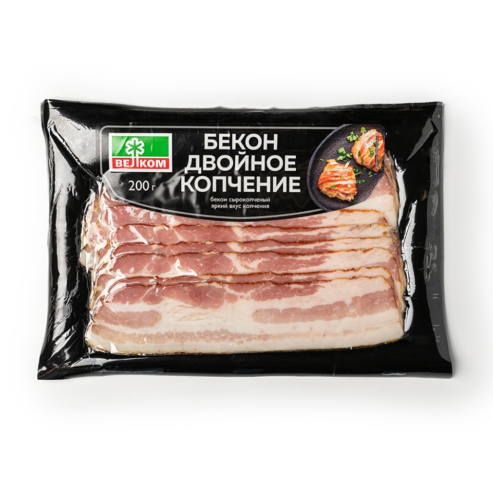 

Бекон сырокопченый Велком Двойное копчение 200 г