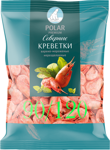 

Креветки варено-мороженые Polar Северные, неразделанные 90/120 500 г