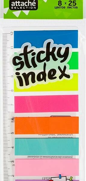 Клейкие закладки пласт. 8цв.по 25л. 45ммх12 Attache Selection