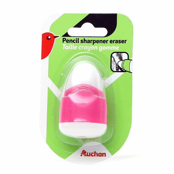 Точилка АШАН Красная птица с ластиком