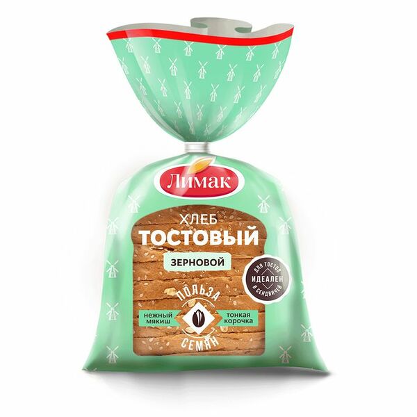 Хлеб Лимак Тостовый зерновой часть изделия в нарезке, 300г