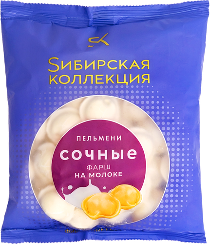 

Пельмени СИБИРСКАЯ КОЛЛЕКЦИЯ Сочные с фаршем на молоке, категория В, 430г