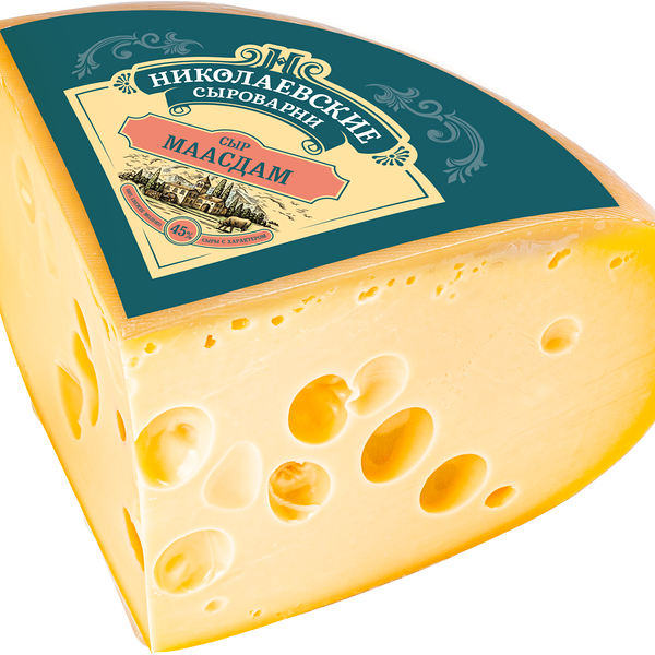 Сыр полутвердый Маасдам 45% ТМ Николаевские сыроварни