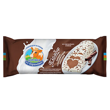 Мороженое пломбир Коровка из Кореновки Ванильный с шоколадной крошкой и Шоколадный