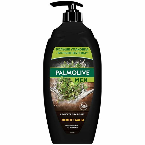 Гель для душа Palmolive MEN мужской Эффект Бани Глубокое Очищение 2 в 1 для тела и лица, 750мл