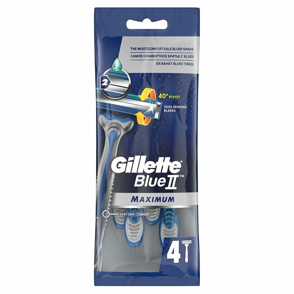 Одноразовые мужские бритвы Gillette Blue2 Maximum, с 2 лезвиями, плавающая головка, 4 шт