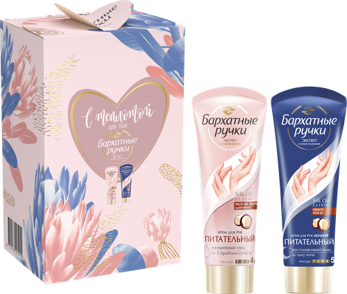 

Набор подарочный Бархатные Ручки Теплота и нежность: крем для рук питательный 80 мл, крем для рук ночной 80 мл