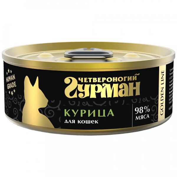 Корм для кошек влажный Четвероногий Гурман Голден, курица, кусочки в желе