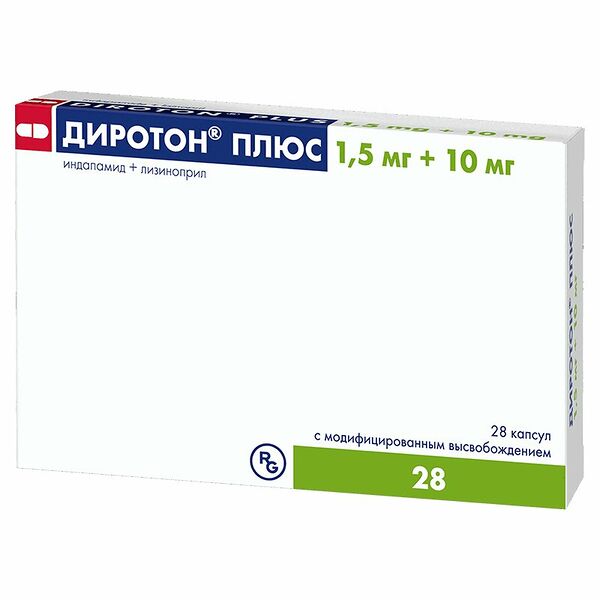Диротон Плюс капсулы 1.5 мг + 10 мг 28 шт