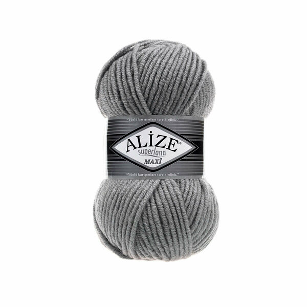 Пряжа ALIZE 'Superlana maxi' 100гр. 100м. (75% акрил, 25%шерсть) ТУ(87 угольно серый)