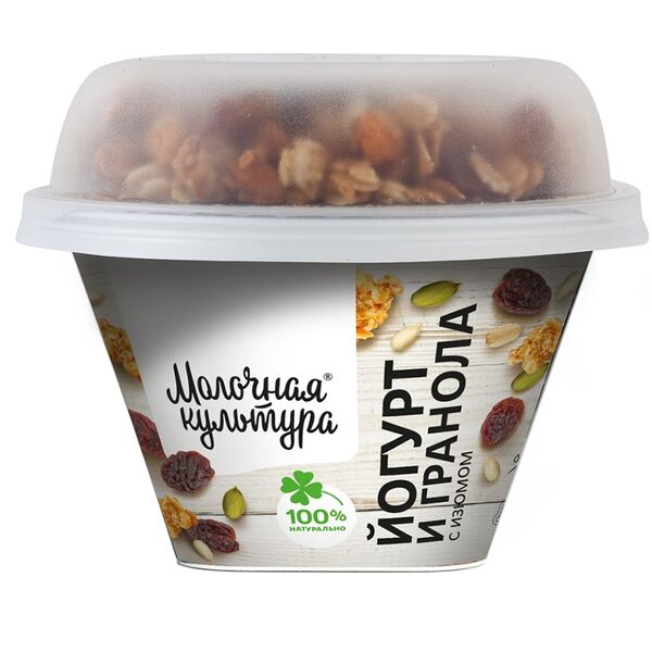 Йогурт Молочная Культура гранола с изюмом 3.5-4.5%, 190г