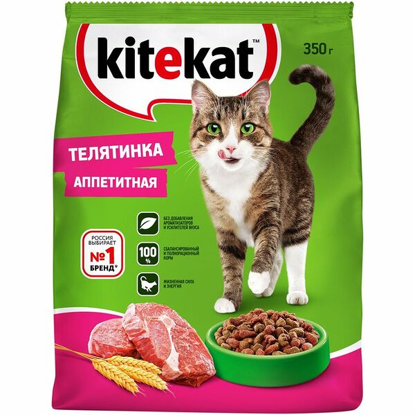 Корм сухой Kitekat Телятинка аппетитная для кошек, 350г