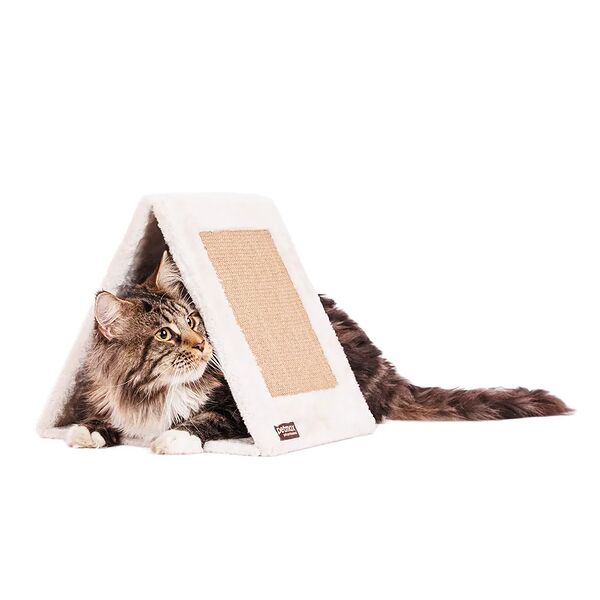 Когтеточка Petmax 30 х 30 х 31 см из сизаля и плюша с массажной щеткой для кошек