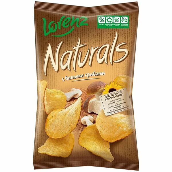 Чипсы картофельные Naturals с белыми грибами, 100г
