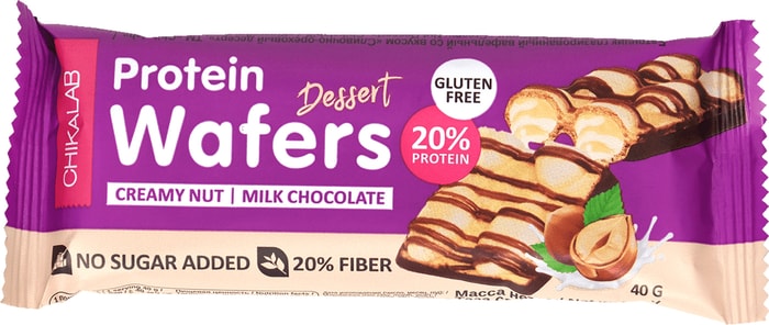 

Батончик Chikalab Protein Wafers вафельный двойной Cливочно-ореховый десерт 40 г
