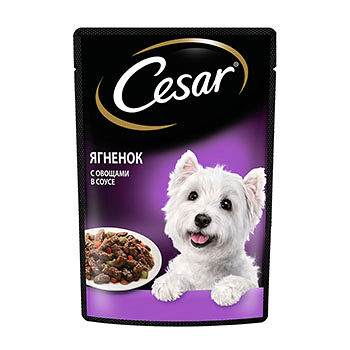 Влажный корм Cesar для взрослых собак, с ягненком и овощами в соусе