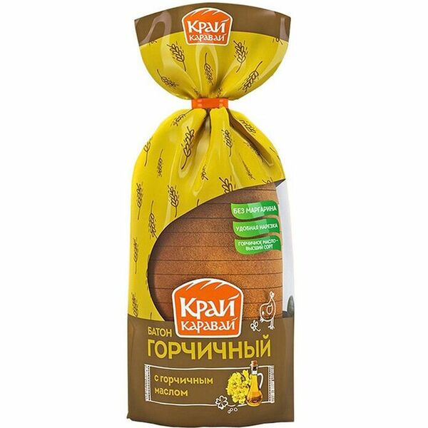 Батон Край Каравай Горчичный нарезка, 250г