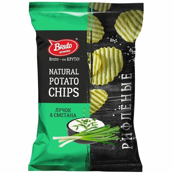 Чипсы Bruto из натурального картофеля со вкусом сметаны и лука, 120г