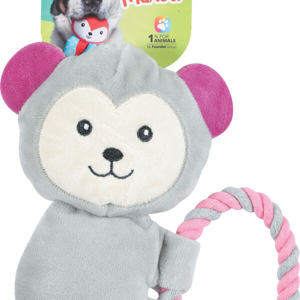 Zolux игрушка плюшевая тяни-толкая с пищалкой Игривая обезьянка 18 см.