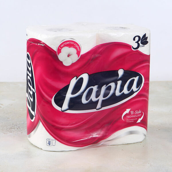Туалетная бумага Papia 3 слоя 4 рулона