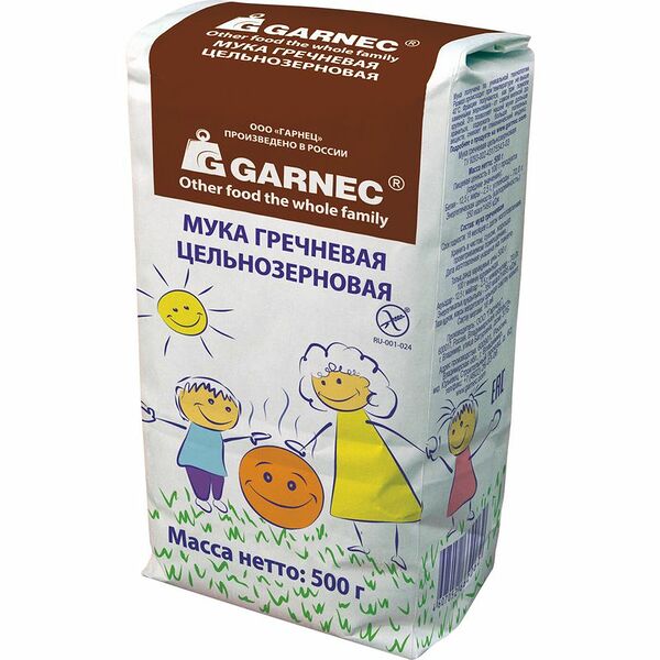 Мука Garnec гречневая цельнозерновая без глютена, 500г