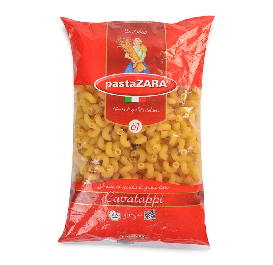 

Макаронные изделия № 61 рожки витые, Pasta Zara, 500 г, Италия