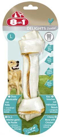 8in1 Dental Delights L косточка с куриным мясом и минералами для крупных собак (21 см.)