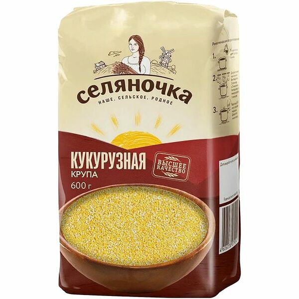 Крупа Селяночка кукурузная шлифованная, 0.6 кг