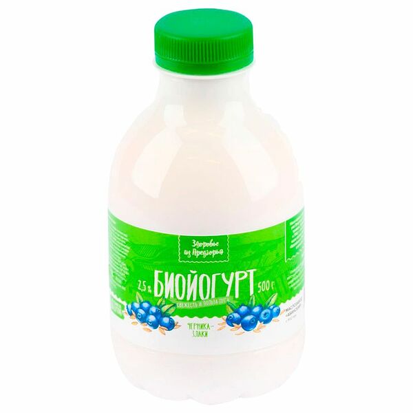 Биойогурт Здоровье Из Предгорья черника-злаки 2.5%, 500г