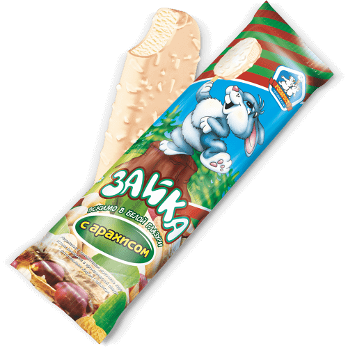 Мороженое эскимо Зайка ванильное с орехами ТМ Росфрост