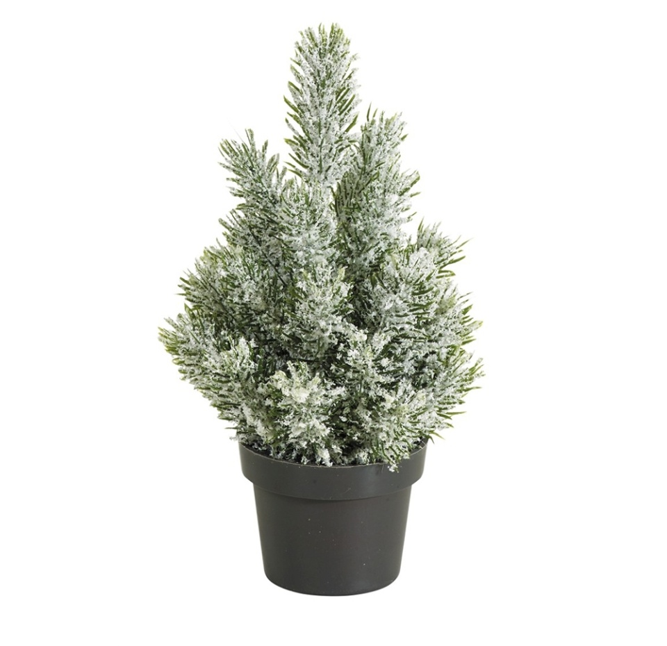 

Ель настольная Fiebiger пушистая заснеженная, зеленая 21см, Германия