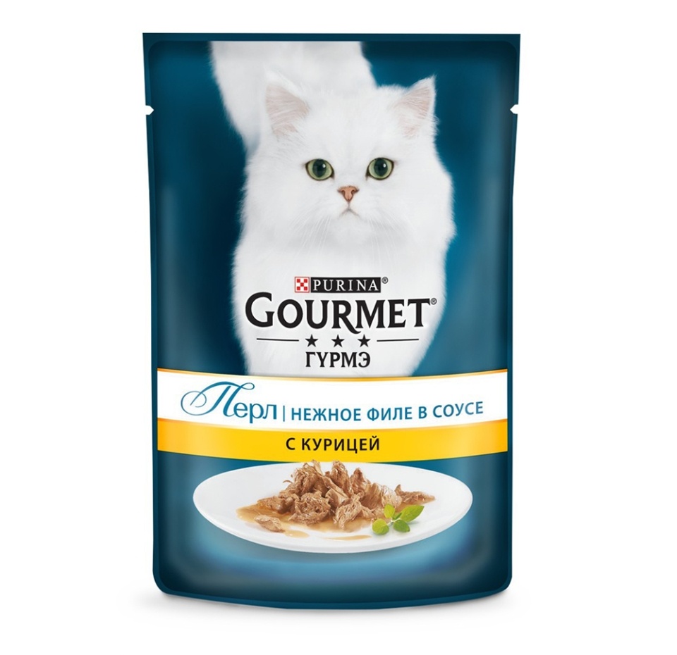 

Консервы для кошек Gourmet Perle Кусочки в подливе Курица Nestle Purina Petcare 85 гр Франция