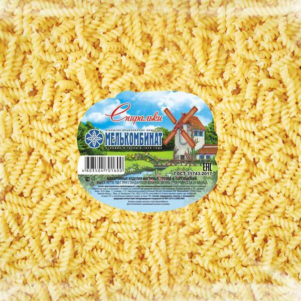 Макаронные изделия Спиральки Мелькомбинат