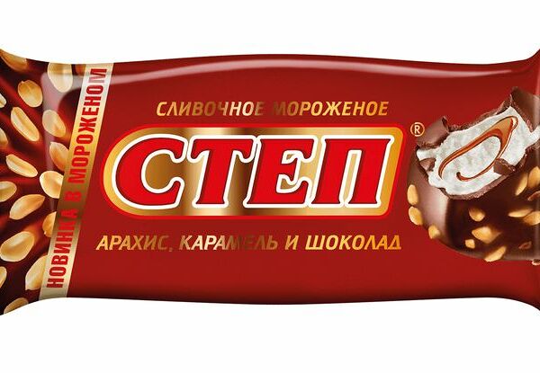 Эскимо Славянка Степ сливочное с карамелью-арахисом в молочно-шоколадной глазури 8%, 75г