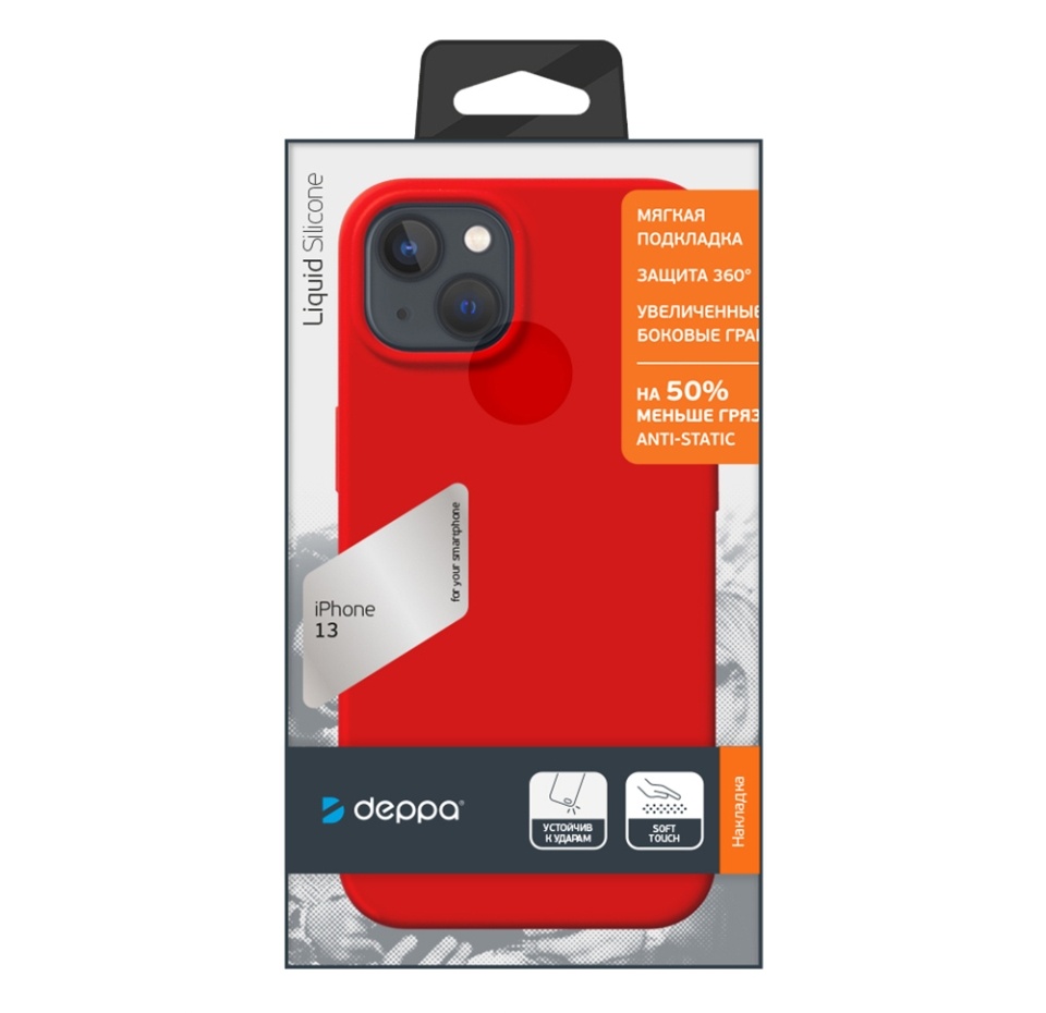 

Чехол Deppa Liquid Silicone Case Pro для Apple iPhone 13, красный, Китай