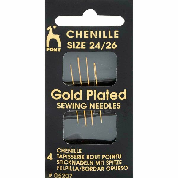 06207 Иглы с золотым покрытием, для синели, глади № 24-26, 4 шт PONY