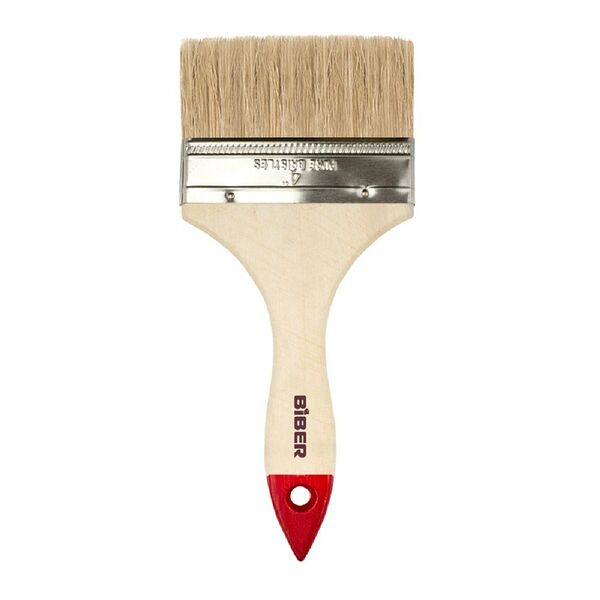 Кисть флейцевая БИБЕР Эконом, натуральная щетина, деревянная рукоятка, 4'', 100мм
