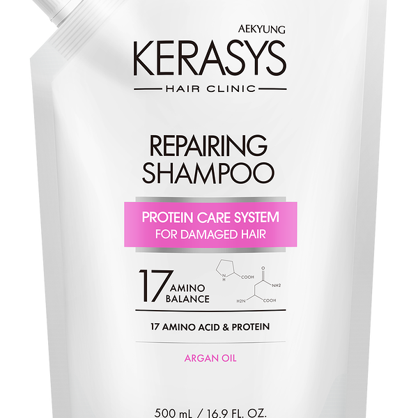 KERASYS Шампунь для волос Shampoo Damage Clinic восстанавливающий, 500 мл запасной блок
