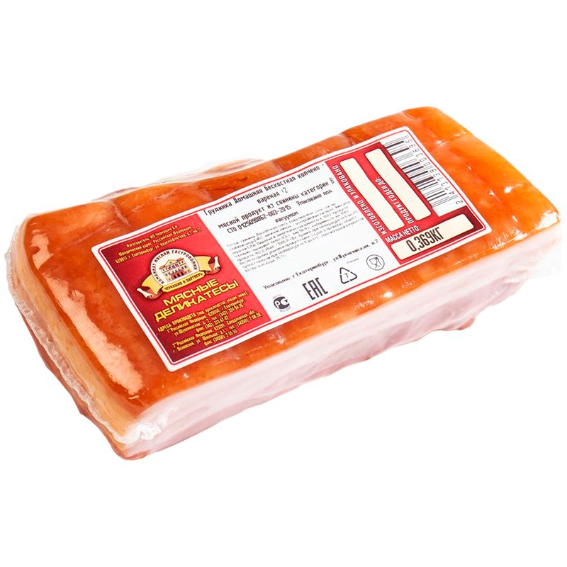 

Грудинка Черкашин и Партнеръ Домашняя из свинины копчено-вареная бескостная вес