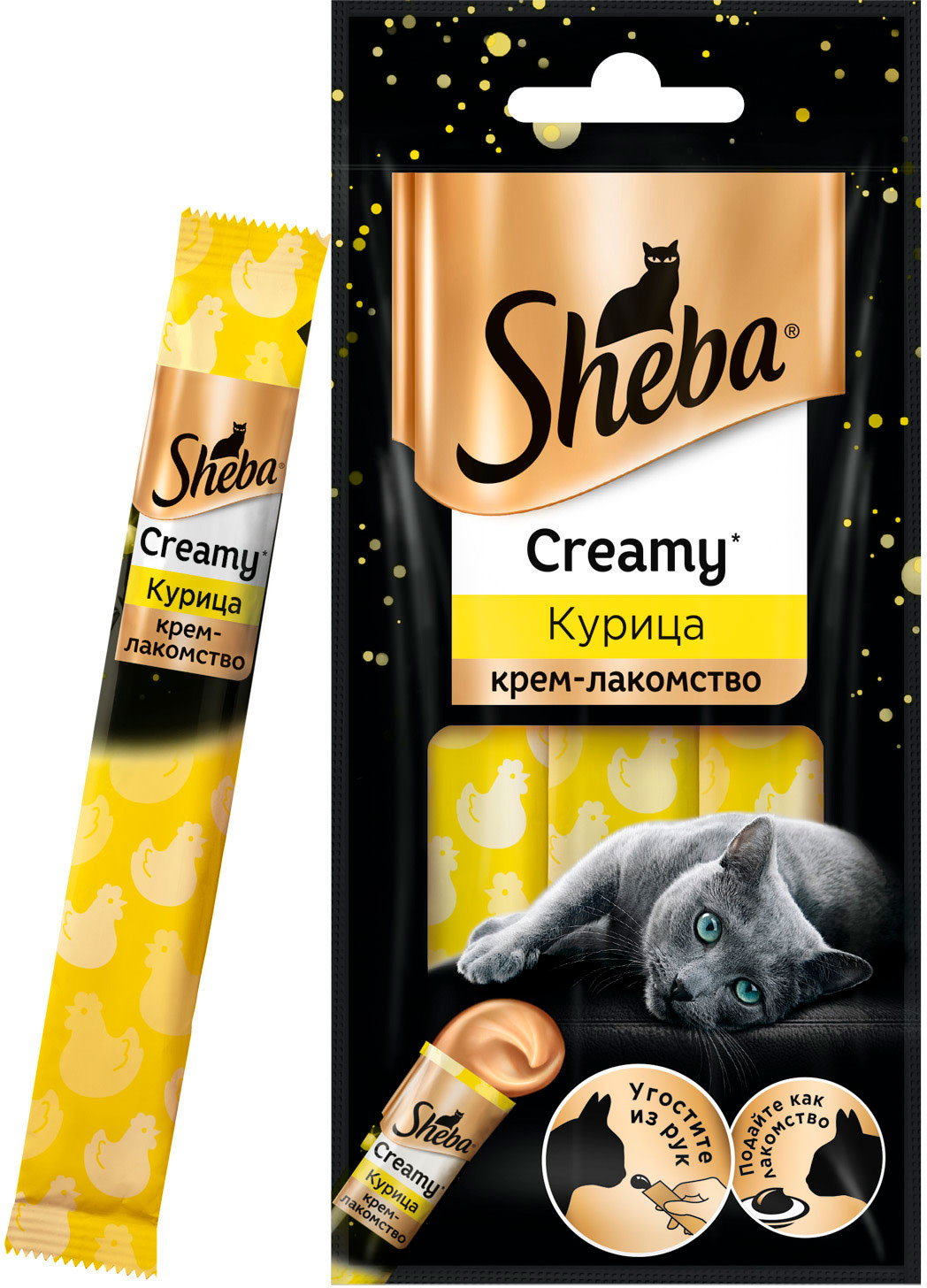 

Крем-лакомство для кошек Sheba с курицей 3 шт х 12 г