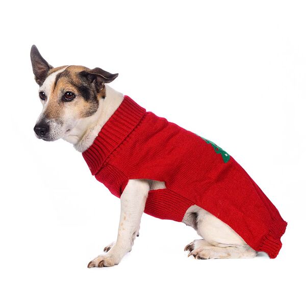 Свитер для собак Елочка светящаяся Led XS красный (унисекс)