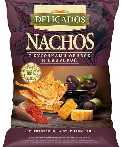 Начос Delicados с кусочками оливок и паприкой 150г