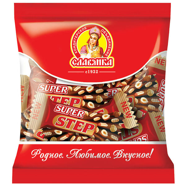 Конфеты супер Степ 196г пакет Славянка