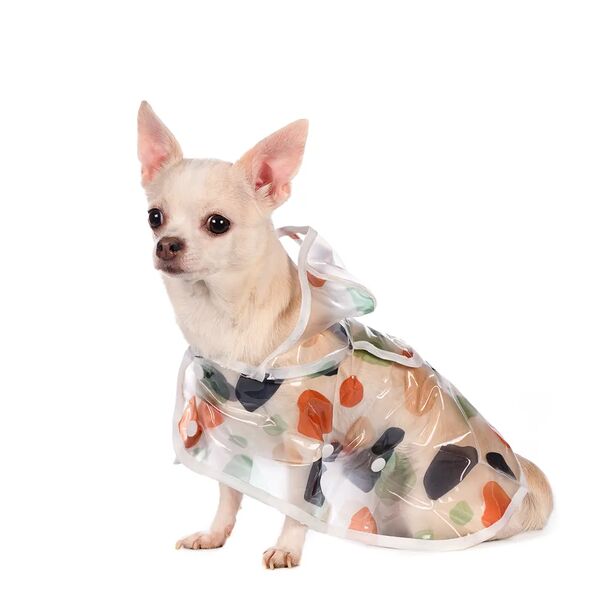 Дождевик-плащ с капюшоном для собак 20см XS прозрачный (унисекс)